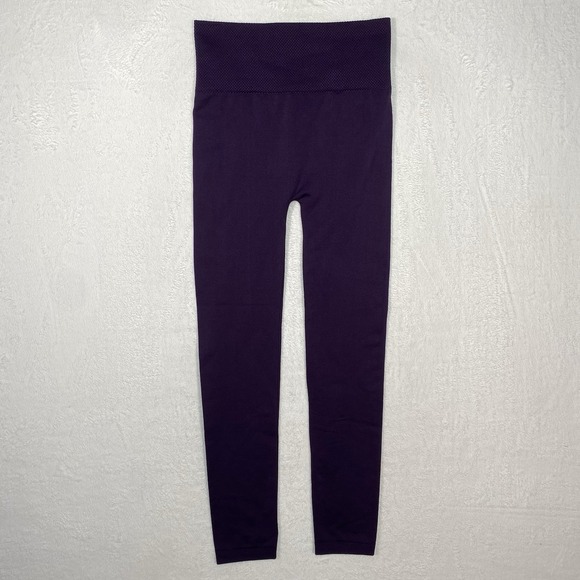 Zenana Outfitters Leggings Womens L/XL Purple Textured Stretch Elastic Waist - Picture 1 of 9